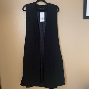 Womens black ZARA cardigan vest